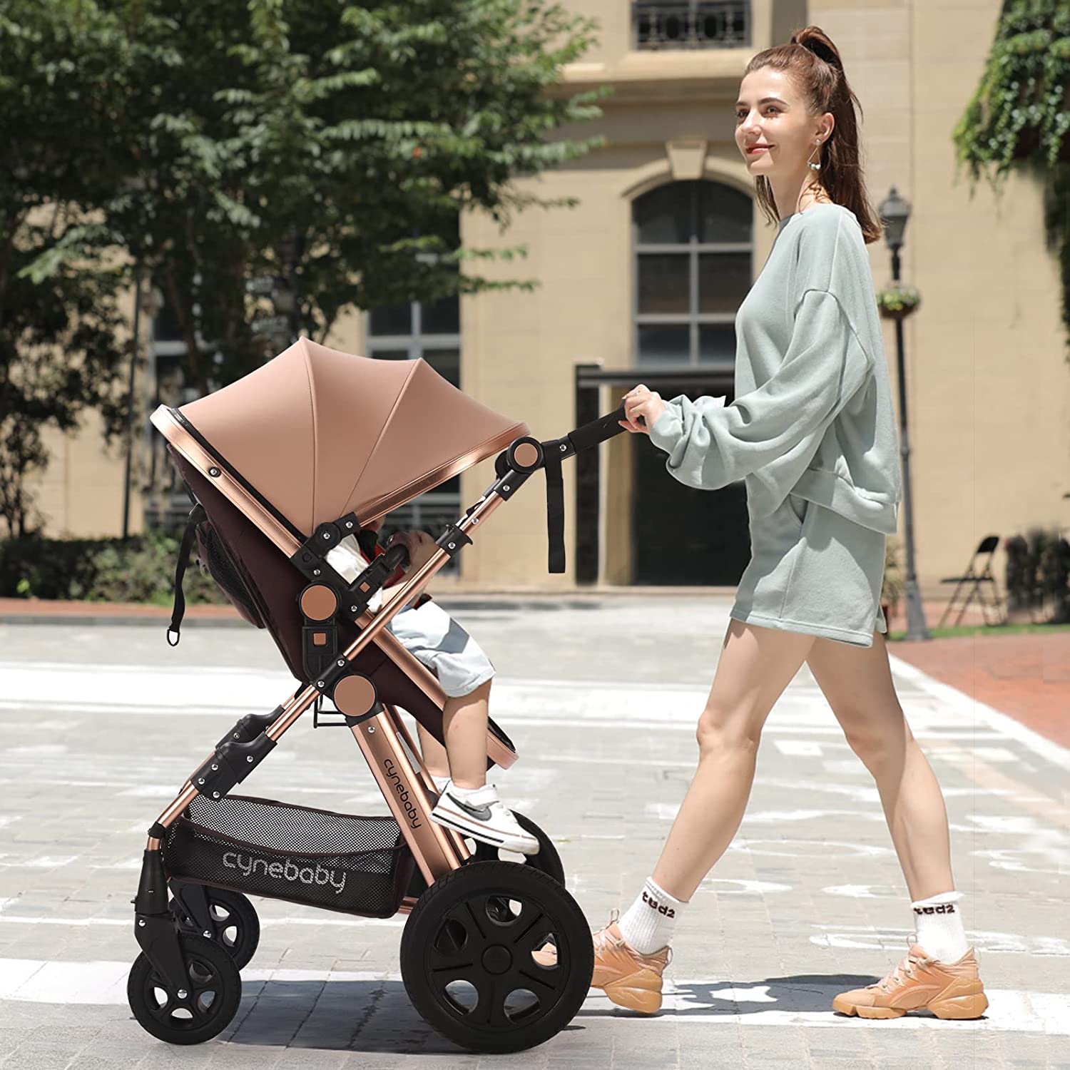 Luxury Baby Stroller with Reversible Seat (Rose Gold) –
